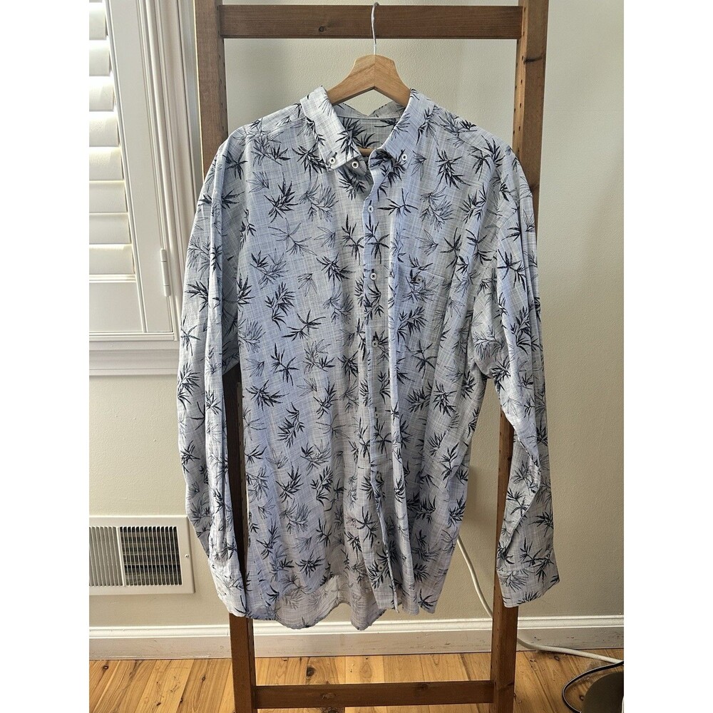 Hawaiianize HAWAII Shirt Long Sleeve Dark Blue Navy Size XL Floral Palm Trees